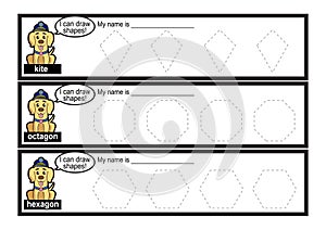 Tracing Lines vector for preschool or kindergarten and special Education. Tracing Lines for developing fineÂ motor skills with pup